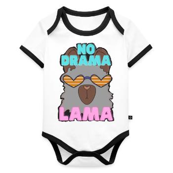 NO DRAMA LAMA - Organic Baby Contrasting Bodysuit - white/black  - Front