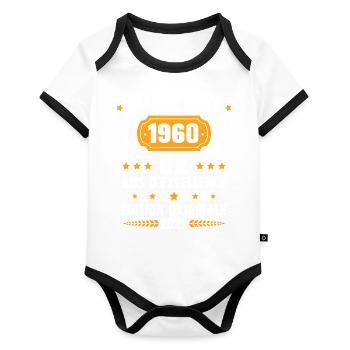 Cadeau D'anniversaire Rétro 62 Ans Novembre 1960 - Body Bébé bio contrasté manches courtes - blanc/noir  - Devant