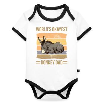 World Okayest Donkey Dad - Body Bébé bio contrasté manches courtes - blanc/noir  - Devant