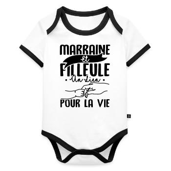 Marraine et filleule - Body Bébé bio contrasté manches courtes - blanc/noir  - Devant