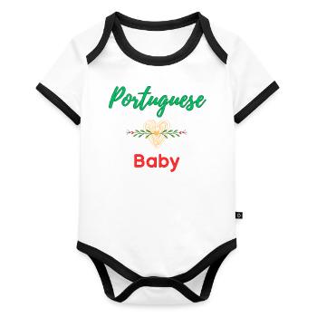 Portuguese Baby - Organic Baby Contrasting Bodysuit - white/black  - Front