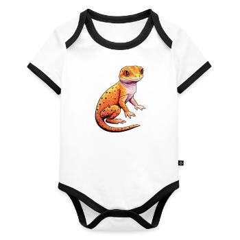 Leopard Gecko - Chromatic Melodies - Organic Baby Contrasting Bodysuit - white/black  - Front