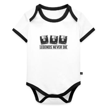 Legends Never Die retro memory module - Organic Baby Contrasting Bodysuit - white/black  - Front