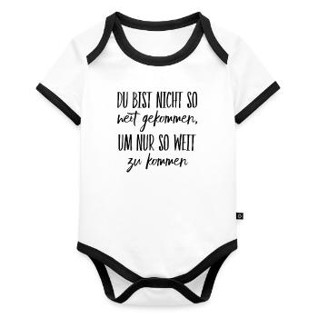 geh weiter - Baby Bio-Kurzarm-Kontrastbody - Weiß/Schwarz  - Vorne