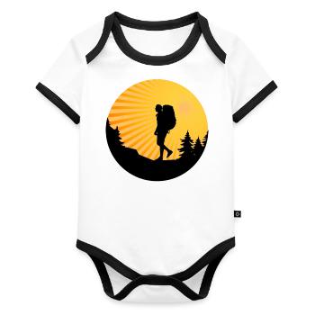 Hiking Clothing Outdoor Backpacking Camping - Organic Baby Contrasting Bodysuit - white/black  - Front