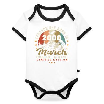 March 2000 Vintage Birthday Retro Gift - Organic Baby Contrasting Bodysuit - white/black  - Front