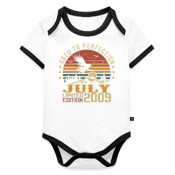 Vintage July 2009 Anniversary July 2009 - Organic Baby Contrasting Bodysuit - white/black  - Front