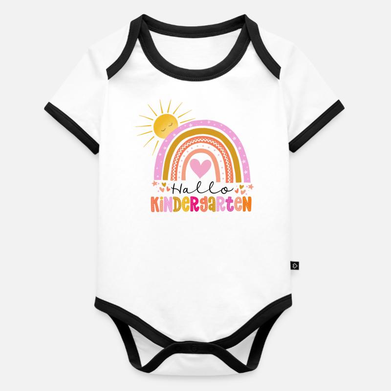 Kindergarten - Baby Bio-Kurzarm-Kontrastbody - Weiß/Schwarz