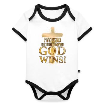 I Read The Final Chapter, God Wins - Organic Baby Contrasting Bodysuit - white/black  - Front