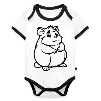 Hamster Comic Animal - Organic Baby Contrasting Bodysuit - white/black  - Front