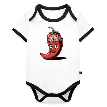 Neuro Spicy – Too spicy for boring minds - Organic Baby Contrasting Bodysuit - white/black  - Front