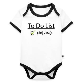 To Do List - Organic Baby Contrasting Bodysuit - white/black  - Front