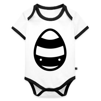 Ei - Baby Bio-Kurzarm-Kontrastbody - Weiß/Schwarz  - Vorne
