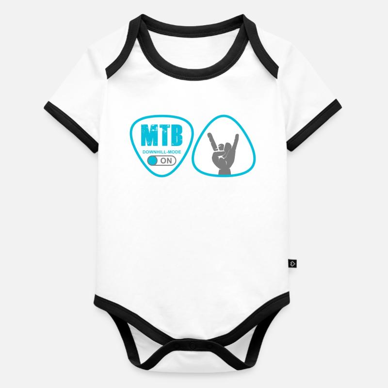 VTT - Body Bébé bio contrasté manches courtes - blanc/noir 