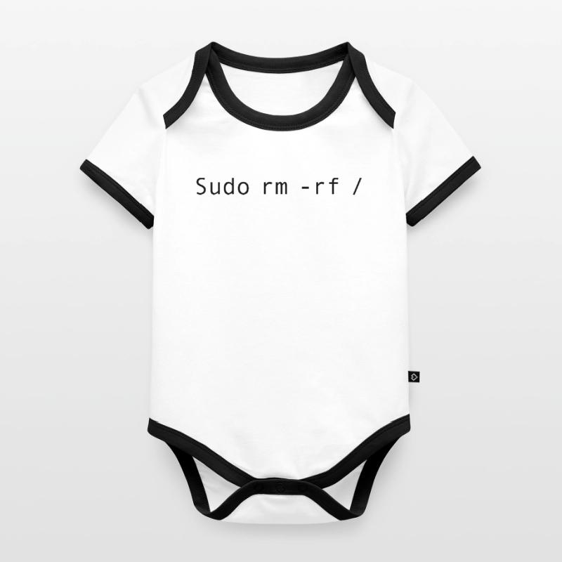 Linux Coding Sudo rm -rf / Body Bébé bio contrasté manches courtes