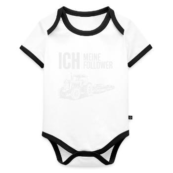 Me & My Followers – Traktor Edition - Organic Baby Contrasting Bodysuit - white/black  - Front