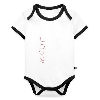 All you need is Love Mathe Geschenk - Baby Bio-Kurzarm-Kontrastbody - Weiß/Schwarz  - Vorne