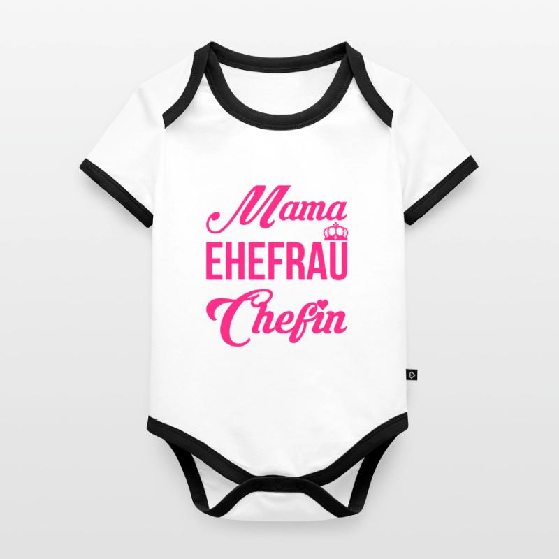 Mama Ehefrau Chefin Muttertag Mutter Geschenk Baby Bio-Kurzarm-Kontrastbody