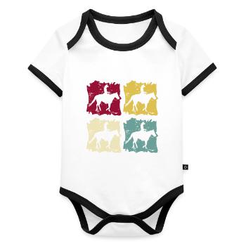 Western Cheval Western Vintage Grunge - Body Bébé bio contrasté manches courtes - blanc/noir  - Devant