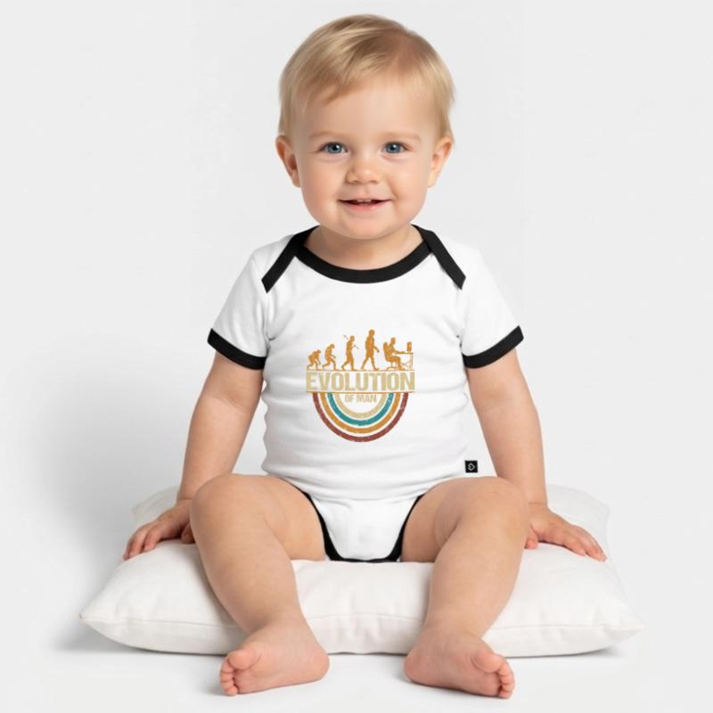 Programmateur Computerfreak Evolution Retro Body Bébé bio contrasté manches courtes