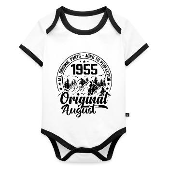 1955 August Original: 69 Years Birthday Gift - Organic Baby Contrasting Bodysuit - white/black  - Front