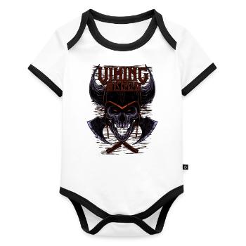 don de sang viking - Body Bébé bio contrasté manches courtes - blanc/noir  - Devant