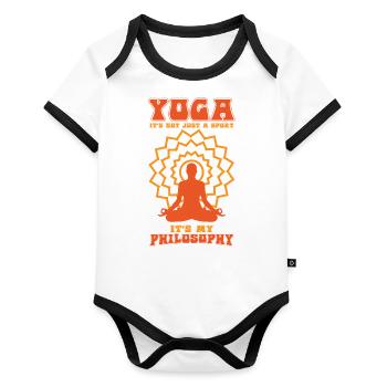 Yoga Shirt - Organic Baby Contrasting Bodysuit - white/black  - Front