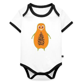 papaya - Organic Baby Contrasting Bodysuit - white/black  - Front