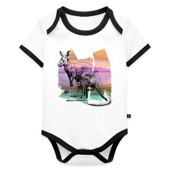 Kangaroo kangaroo kangaroo kangaroo t shirt - Organic Baby Contrasting Bodysuit - white/black  - Front