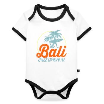 Bali - Body Bébé bio contrasté manches courtes - blanc/noir  - Devant