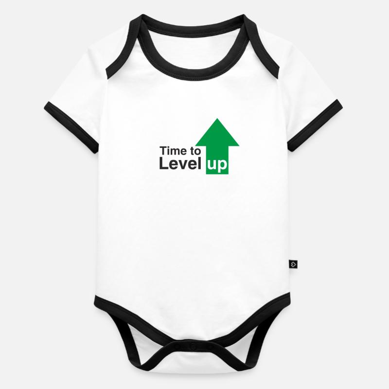 Time to Level Up - Cadeau - Body Bébé bio contrasté manches courtes - blanc/noir 