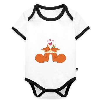 Fox – Cute Fox – Fox Lover – Snuggle - Organic Baby Contrasting Bodysuit - white/black  - Front