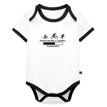 Triathlon skill loading... please wait - Baby Bio-Kurzarm-Kontrastbody - Weiß/Schwarz  - Vorne