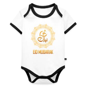 Eid Festival - Baby Bio-Kurzarm-Kontrastbody - Weiß/Schwarz  - Vorne