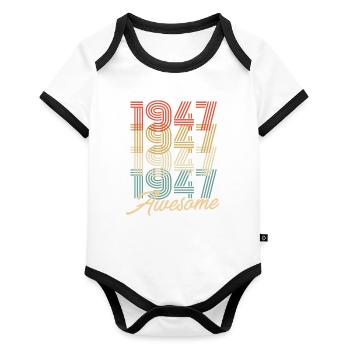Funny Birthday Awesome 1947 - Organic Baby Contrasting Bodysuit - white/black  - Front