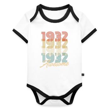 Funny Birthday Awesome 1932 - Organic Baby Contrasting Bodysuit - white/black  - Front