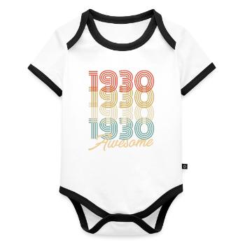 Funny Birthday Awesome 1930 - Organic Baby Contrasting Bodysuit - white/black  - Front