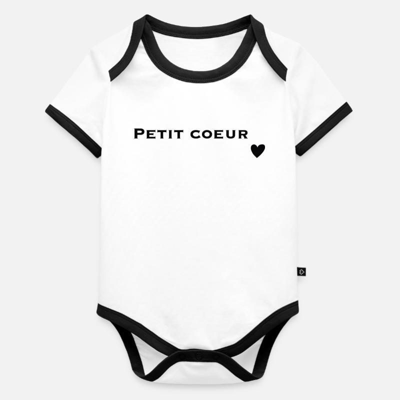 Petit coeur - Body Bébé bio contrasté manches courtes - blanc/noir 