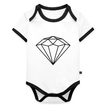 Diamant | polygones - Body Bébé bio contrasté manches courtes - blanc/noir  - Devant