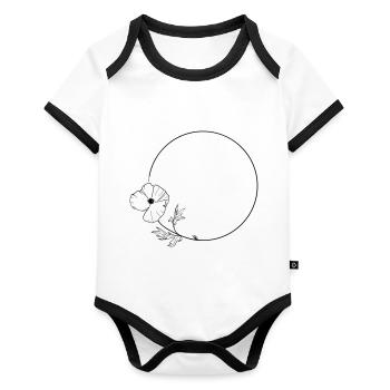 Poppy 25 Poppy flower wreat - Organic Baby Contrasting Bodysuit - white/black  - Front