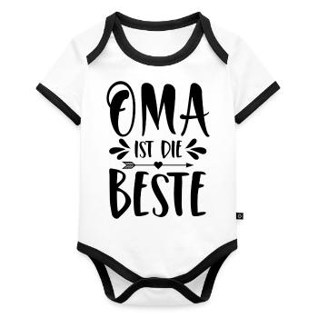 Oma ist die Beste - Baby Bio-Kurzarm-Kontrastbody - Weiß/Schwarz  - Vorne