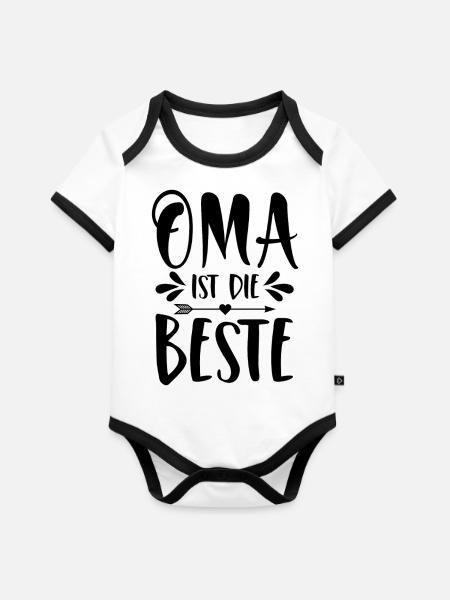 Oma ist die Beste - Baby Bio-Kurzarm-Kontrastbody - Weiß/Schwarz