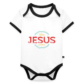 Team Jesus - Organic Baby Contrasting Bodysuit - white/black  - Front