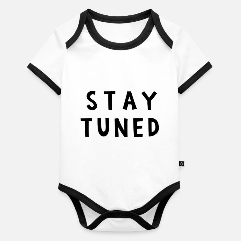 STAY TUNED RESTEZ à L'ECOUTE - Body Bébé bio contrasté manches courtes - blanc/noir 