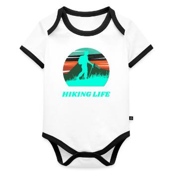 HIKING LIFE,NATURE,EXPLORE,OUTDOOR ACTIVITIES - Organic Baby Contrasting Bodysuit - white/black  - Front