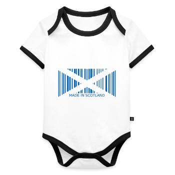 Scotland Barcode Made in Flag Coat of Arms - Organic Baby Contrasting Bodysuit - white/black  - Front