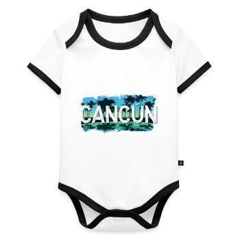 Cancun - Body Bébé bio contrasté manches courtes - blanc/noir  - Devant