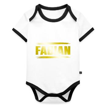 Fabien - Body Bébé bio contrasté manches courtes - blanc/noir  - Devant
