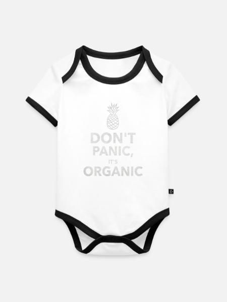 Don´t Panic it´s Organic - Baby Bio-Kurzarm-Kontrastbody - Weiß/Schwarz 