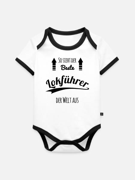 Lokführer - Baby Bio-Kurzarm-Kontrastbody - Weiß/Schwarz 
